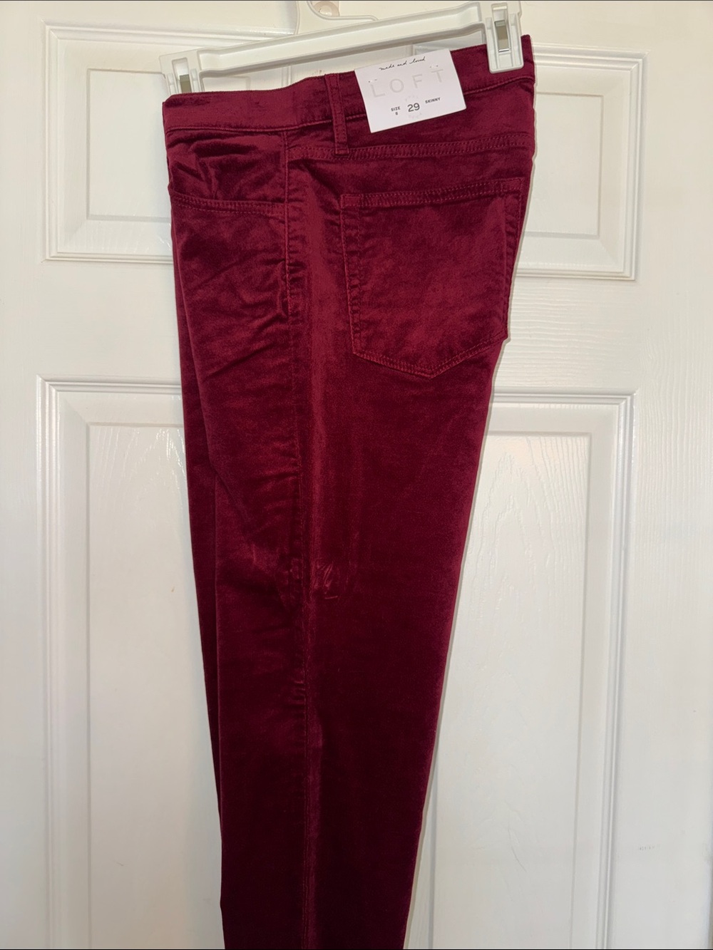 LOFT Burgundy Velvet Skinny Jeans